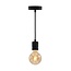 Industrial matte black cord pendants incl. 5W XL bulb, Amber glass, 1800K, Ø95