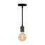 Industrial glossy black cord pendant with 5W XL G95 bulb, amber