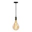 Modern glossy black cord pendant, 8.5–10W XXL PS160, amber bulb