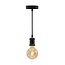 Modern matt black cord pendant light incl. 5W XL bulb, Amber glass, 1800K, Ø95