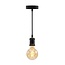 Modern matt black cord pendant light incl. 5W XL bulb, Amber glass, 1800K, Ø95