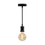 Modern matt black cord pendant light incl. 5W XL bulb, Amber glass, 1800K, Ø95