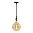 Modern Matt black cord pendants incl. 8.5W to 10W XXXL bulb, Amber glass, 2000K, Ø200