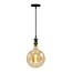 Modern glossy black cord pendant, 8.5–10W XXXL G200, amber bulb