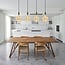 Modern glossy black cord pendant, 8.5–10W XXXL G200, amber bulb