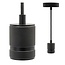 Matt black cord pendant light incl. 8.5W to 10W XXXL bulb, Amber glass, 2000K, Ø200