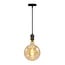 Industrial glossy black cord pendant, 8.5–10W XXXL G200, amber bulb