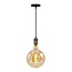 Industrial rose Gold cord pendants incl. 8.5W to 10W XXXL bulb, Amber glass, 2000K, Ø200