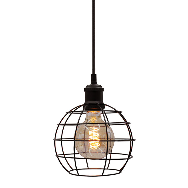 Pendant lamp Hugo with 5W spiral bulb, amber, 1800K, G95