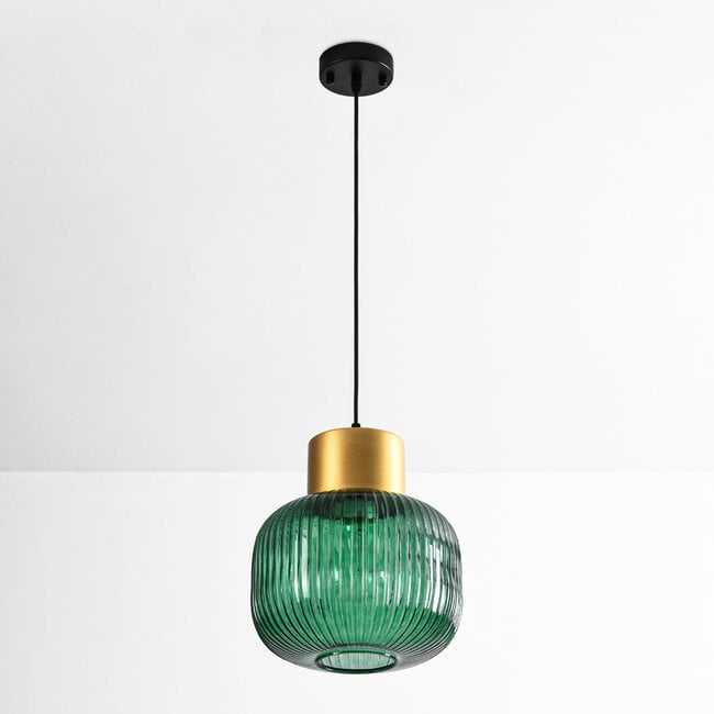 pendant light Inya with green glass