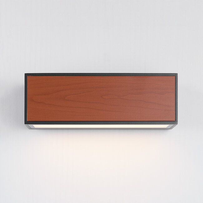 Solar outdoor wall lamp with dark wood - Rossi
