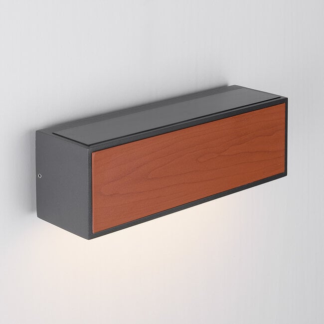 Solar outdoor wall light Rossi - anthracite with dark wood