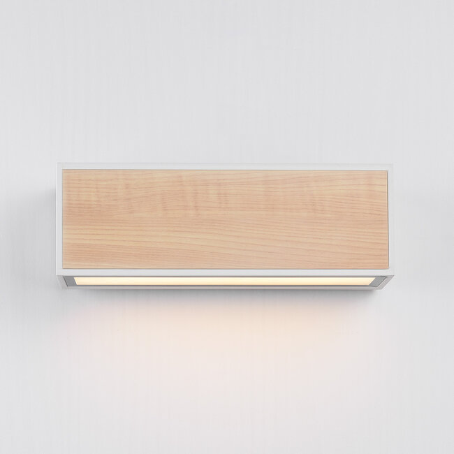 Solar outdoor wall light with light wood - Garcia
