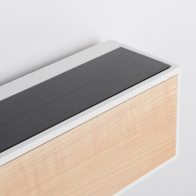 Solar outdoor wall light with light wood - Garcia