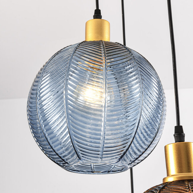 Designer pendant lamp with ribbed glass in various colours - Altair