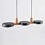 Designer pendant light Aristo with integrated LED - black and wood