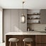 Retro pendant light Doran in ribbed glass - grey and gold