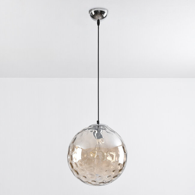 Contemporary cognac glass pendant lamp with bulge - Hades