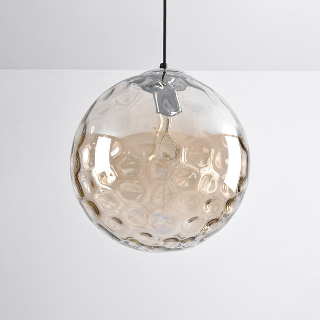 Contemporary cognac glass pendant lamp with bulge - Hades