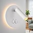 Round wall lamp Lenae with rotatable spotlight and illuminated wall plate