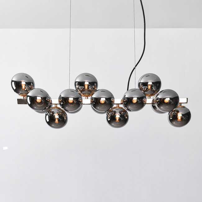 16-light pendant light Sunita - smoked mirrored glass with gold