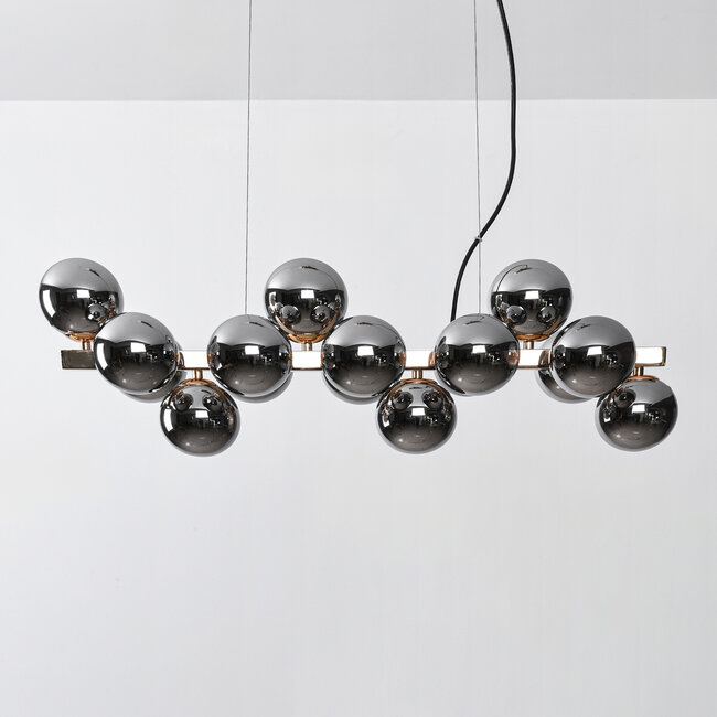 Luxury pendant lamp, 16-light, smoked glass with Mirror effect - Sunita