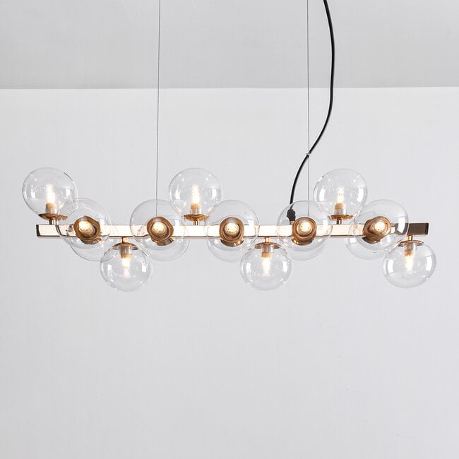16-light pendant light Sunita - clear glass with gold