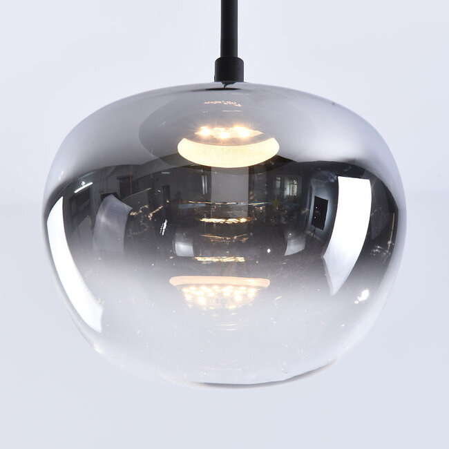 Black smoked glass pendant lamp with gradient and 3-step dimmable LEDs - Amina