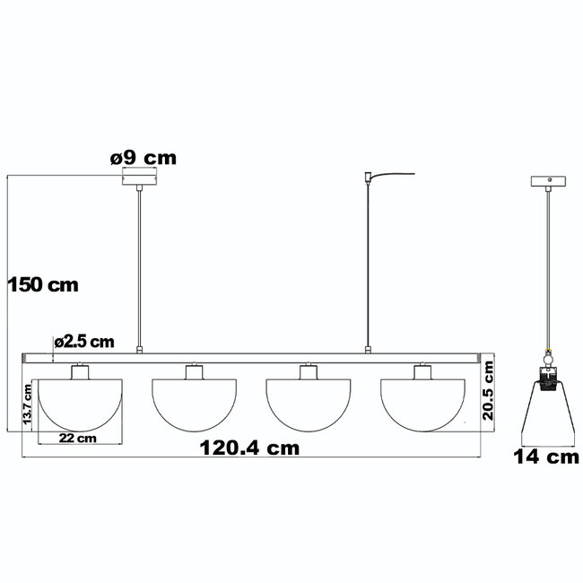 Designer pendant lamp, 4-light - Colore