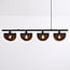 4-light pendant light Morandi - black with semi-open smoked shades