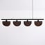 4-light pendant light Morandi - black with semi-open smoked shades