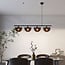 4-light pendant light Morandi - black with semi-open smoked shades
