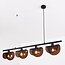 Black pendant lamp with smoked glass shades, 4-light - Morandi