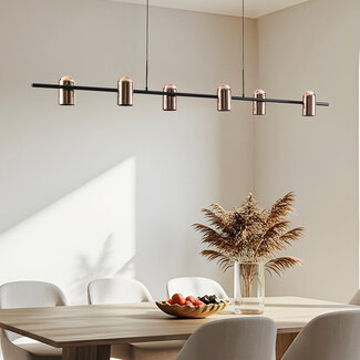 Pendant light Kyo, 6-light - black with gold