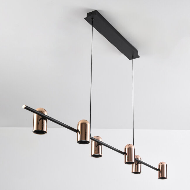 Pendant light Kyo, 6-light - black with gold