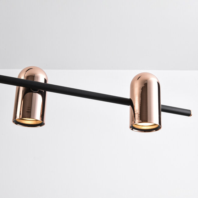 Kyo pendant lamp, 6-light - black with Gold