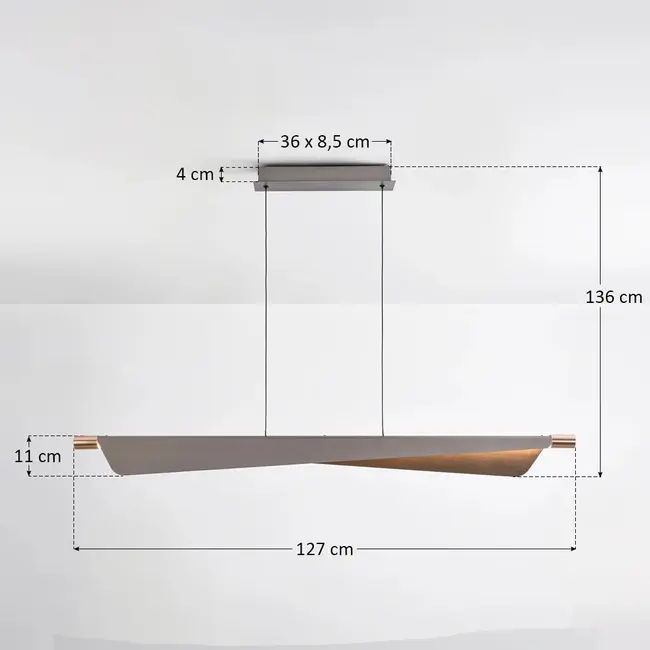 Mitsu designer pendant light - 3-step dimmable - brushed grey