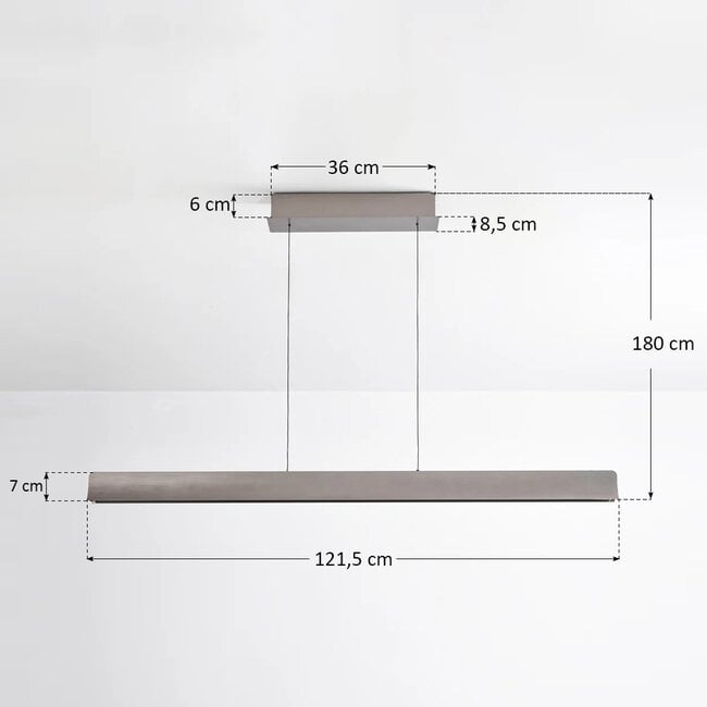 Dimmable pendant light Miyo - brushed grey with integrated LED