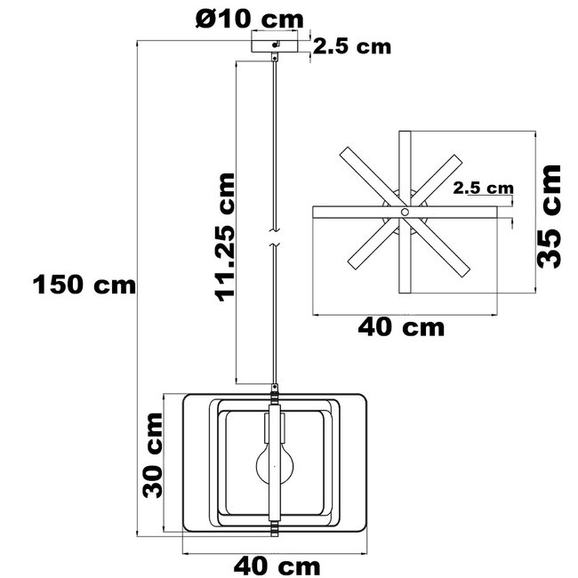 Black pendant lamp, 1-light - Mikio