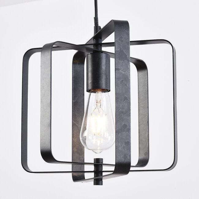 Industrial 3-light pendant light Maiko - black open frame