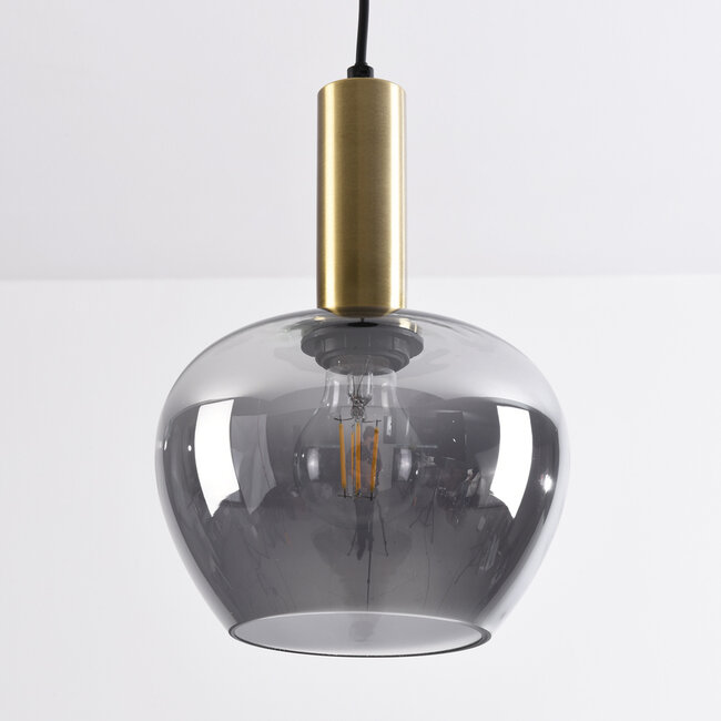 Ischa pendant lamp in apple shape, smoked glass - Gold