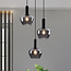 Modern Ismay pendant lamp with smoked glass, 3-light - black