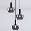 3-light pendant light Ismay - apple-shaped smoked glass, black