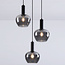 Modern Ismay pendant lamp with smoked glass, 3-light - black