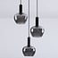 3-light pendant light Ismay - apple-shaped smoked glass, black