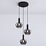 3-light pendant light Ismay - apple-shaped smoked glass, black