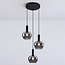 Modern Ismay pendant lamp with smoked glass, 3-light - black