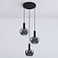3-light pendant light Ismay - apple-shaped smoked glass, black