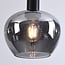 3-light pendant light Ismay - apple-shaped smoked glass, black