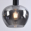 Modern Ismay pendant lamp with smoked glass, 3-light - black